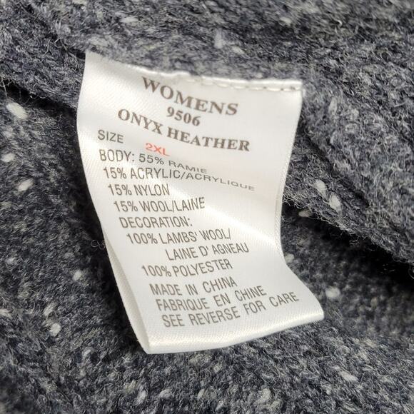 Woolrich Ribbed Onyx Heather Sweater Womens 2XL Gray Wool Blend 1/4 Zip Pullover - Picture 6 of 16